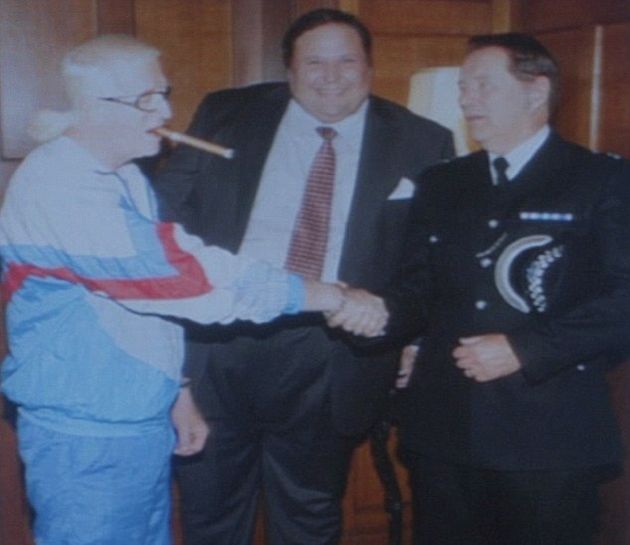 Dale Roach (middle) and Chief Superintendent Patrick Fairbank had fictional links to real life sex offender Jimmy Savile