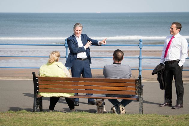 Labour Party leader Keir Starmer meets local people in Seaton Carew in County Durham during a day of campaigning for the Hartlepool by-election with the party's candidate, Paul Williams.