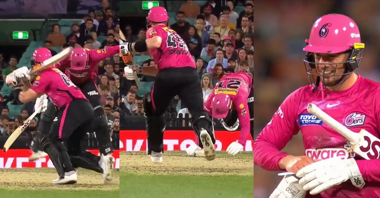 Steve Smith hits Moises Henriques in BBL_12