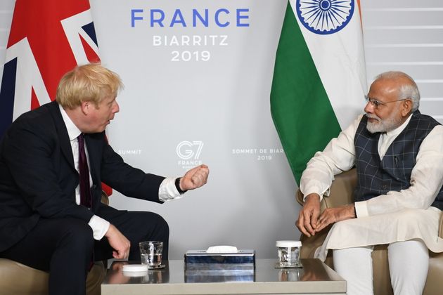 Boris Johnson meets Indian PM Narendra Modi during the G7 summit in 2019