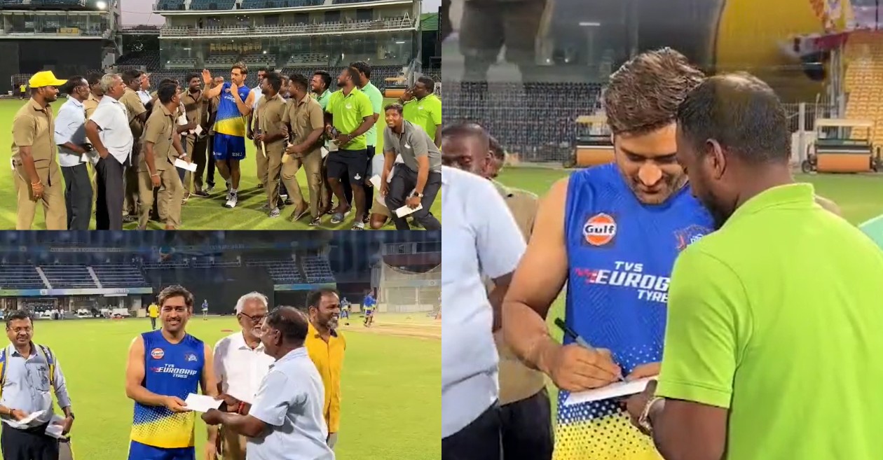 MS Dhoni distributed cash rewards and signed autographs for Chepauk ground staff