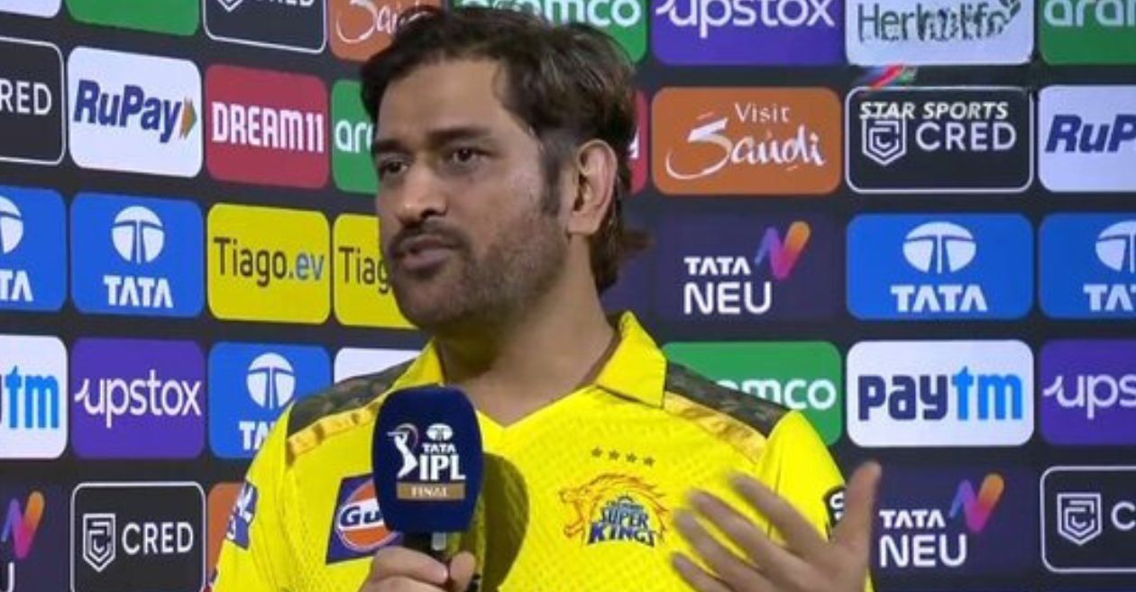 MS Dhoni in a post-match presentation ceremony